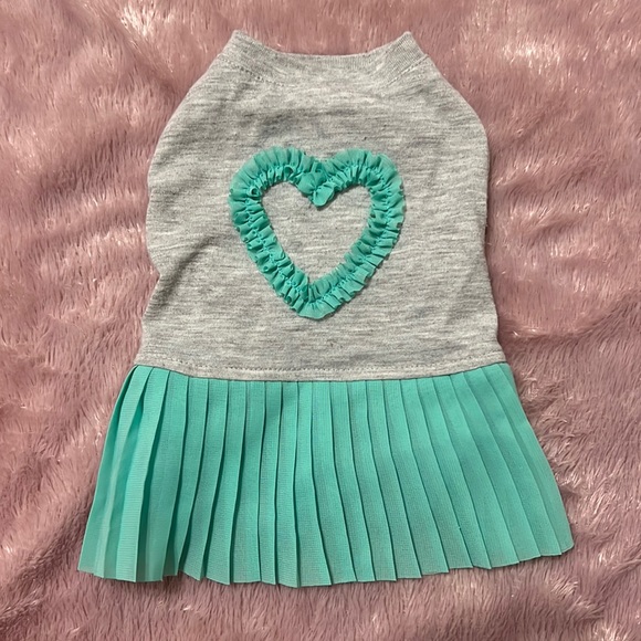 Dog mint and gray dress